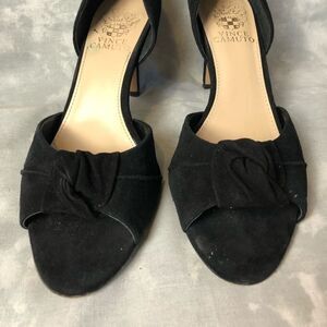 Vince Camuto Black Suede Knotted Open Toe High Heel 3.5in Heel Size 8